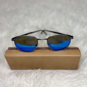 Vintage Reva Tiburon 1208 011  Gunmetal Etched Oval Frame Blue Mirror H2O Lenses